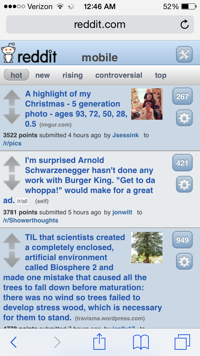An example of a responsive, mobile version of a website
