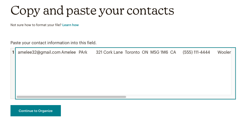 example of a contact being copied and pasted 