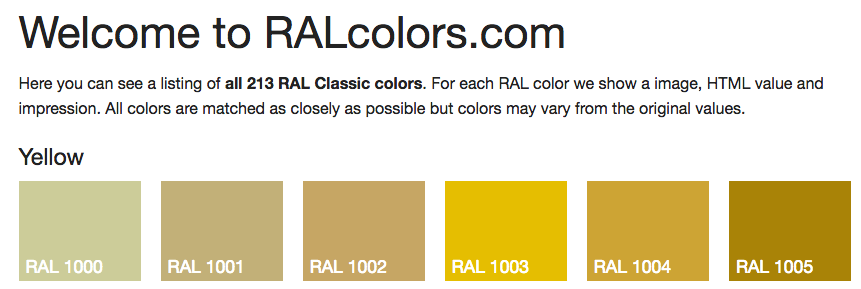 RAL Colors .com website image