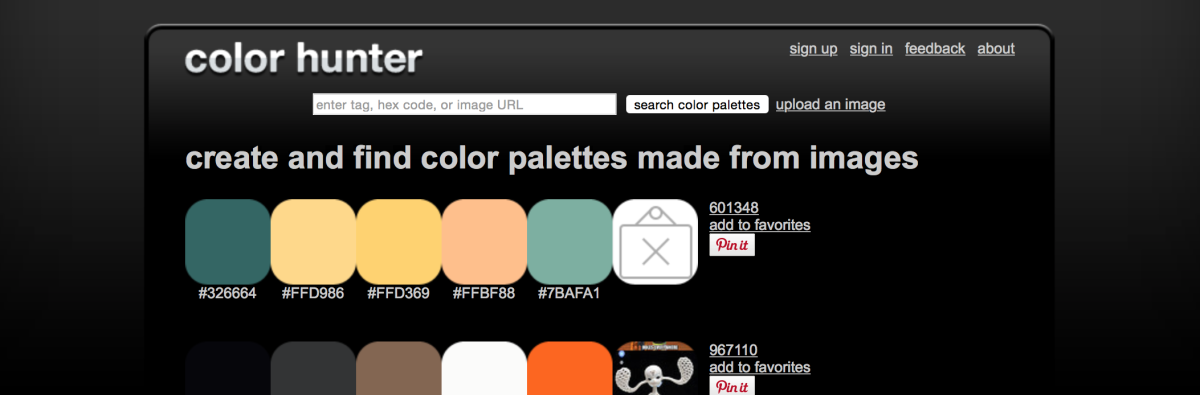 Color Hunter is unique in that it requires an image for you to have similar color schemes 