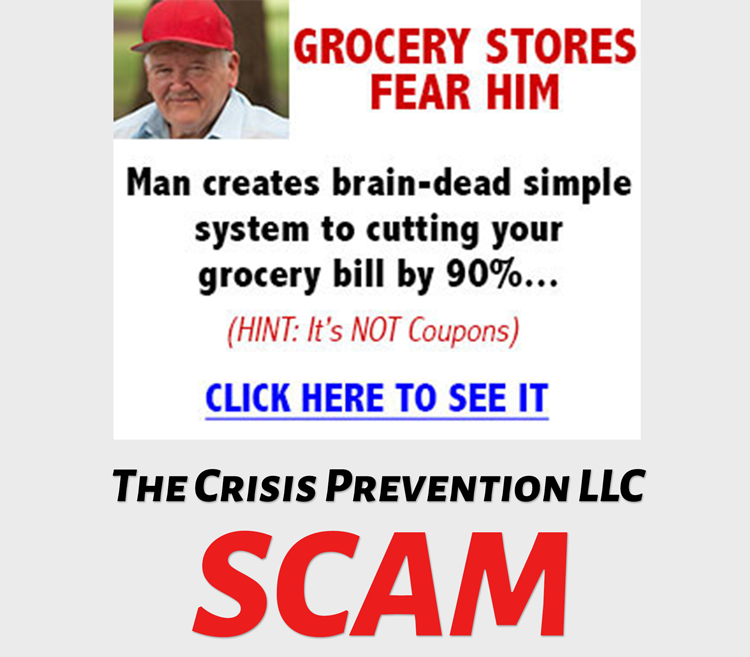 “Grocery stores fear him” advertisement and other scams from Crisis Education LLC