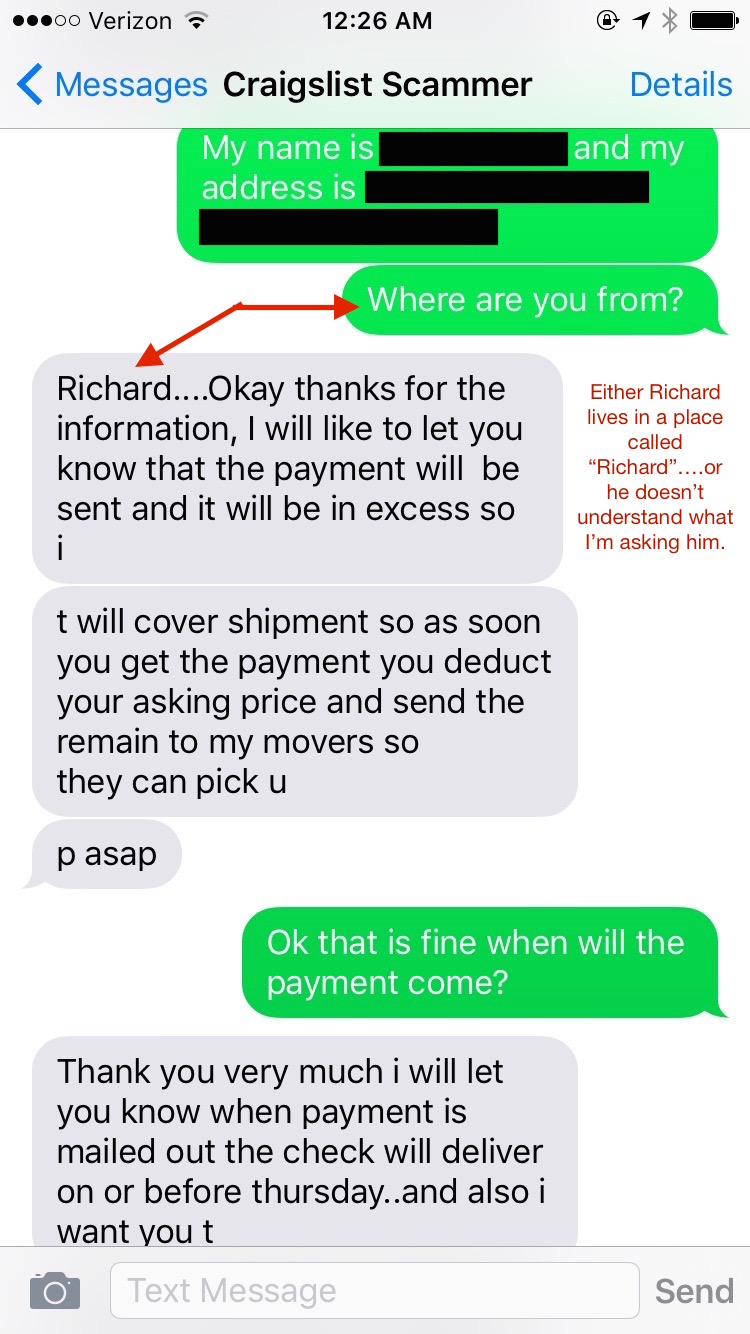 criagslist scammer confused