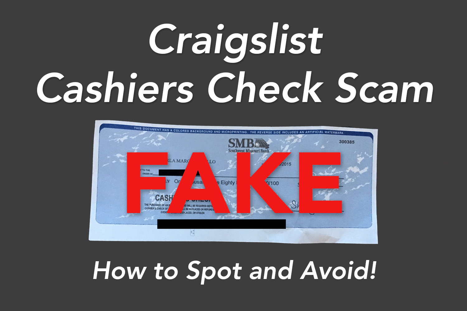 Craigslist Cashier’s Check Scam – How to Spot and Avoid