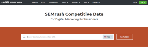 homepage for SEM Rush