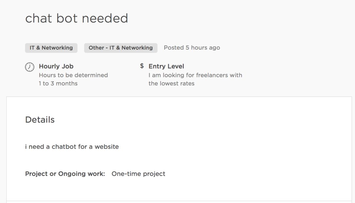 awful description of a job on upwork.com