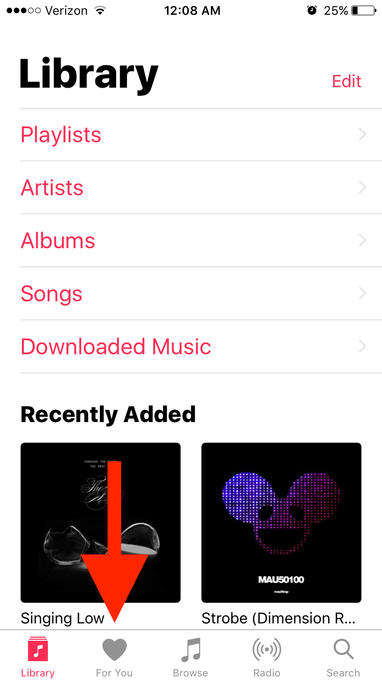 how to find recently listened to songs on apple music