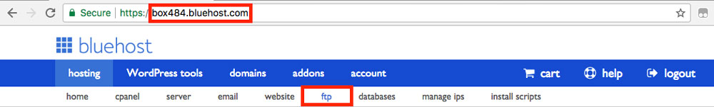 box number within bluehost