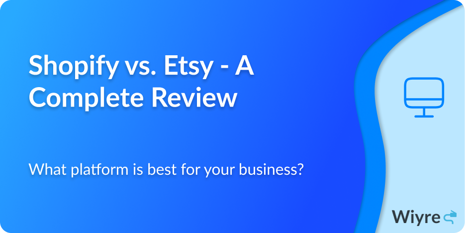 shopify vs etsy on blue background