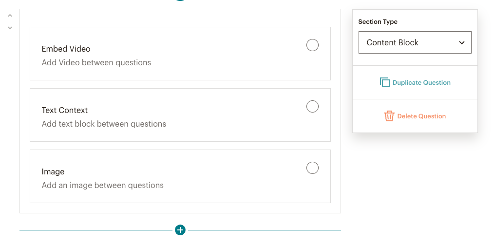 ability to add content between content in your poll