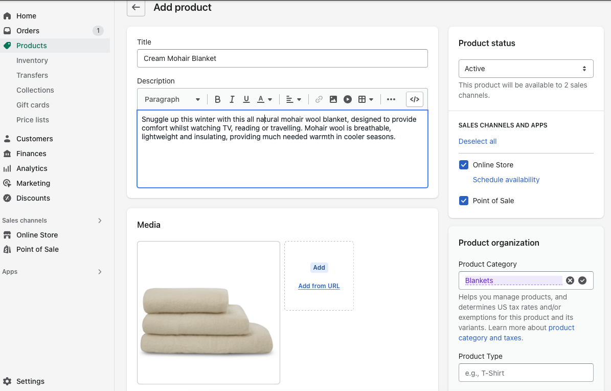 add product on shopify page