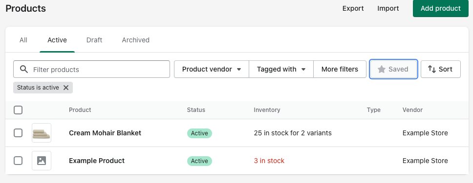 what it looks like from the product view standpoint in shopify