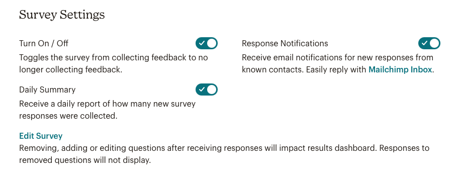 toggle options in mailchimp