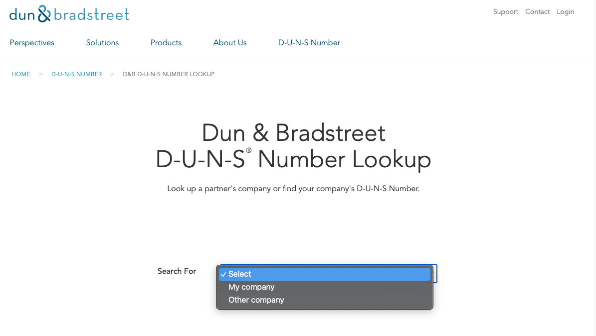 DUNS number lookup website